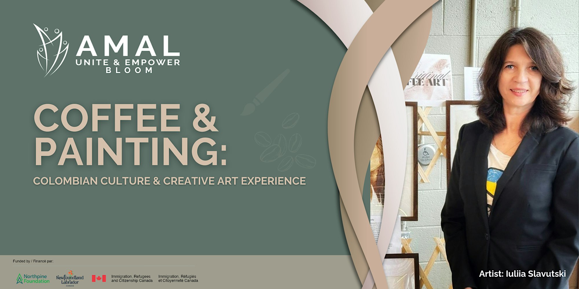 Colombian coffee and painting workshop with artist Iuliia Slavutski