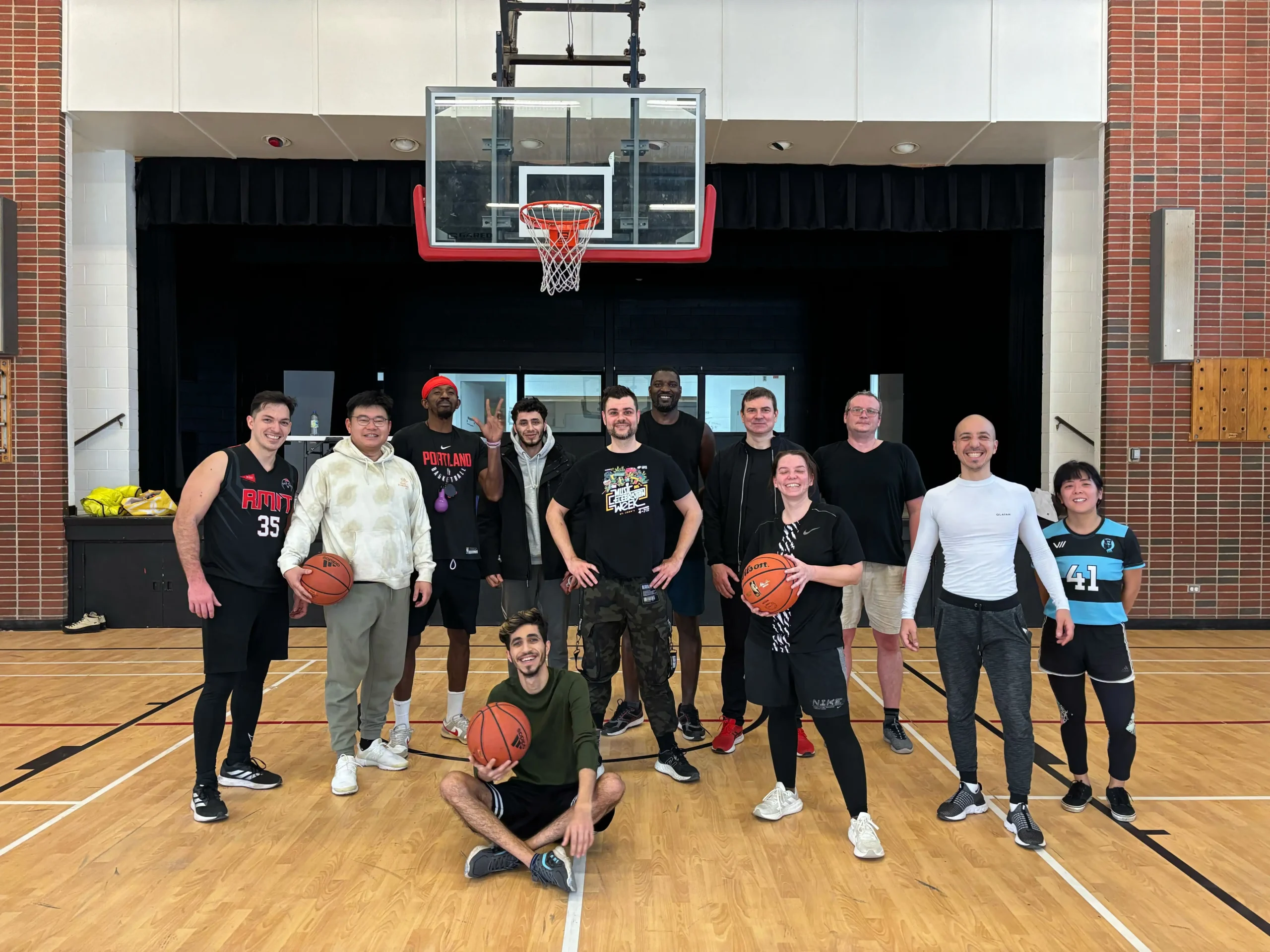 Participants practicing basketball in Bloom event