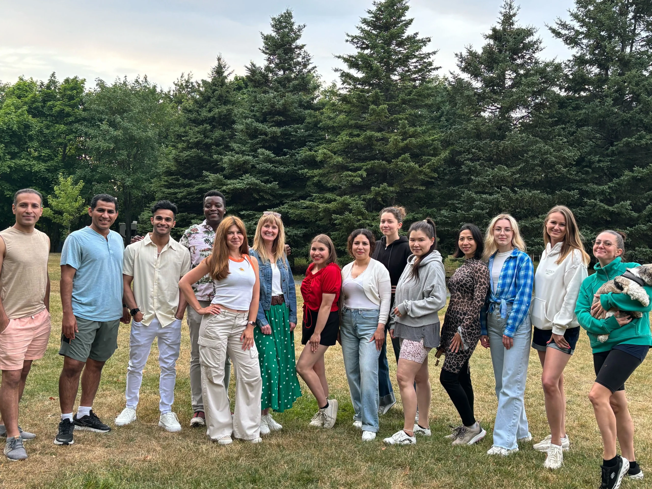 Participants smiling for photo after bachata Bloom event